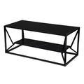 Table basse de cocktail à plateau en verre avec rangement - Noir