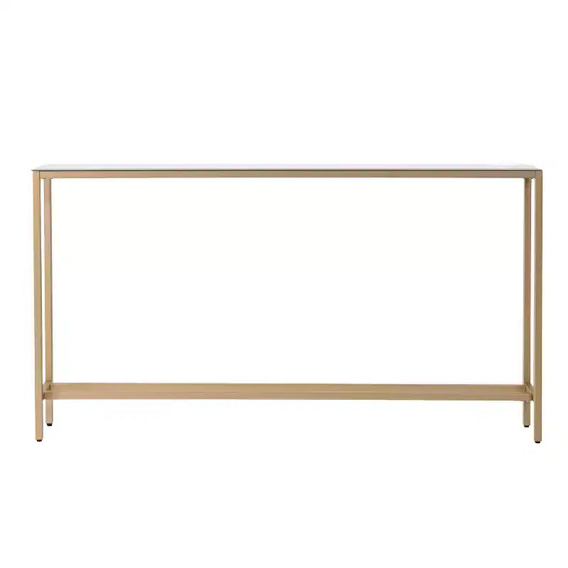 Darrin Narrow Long Console Table with Mirrored Top - Gold - SEI