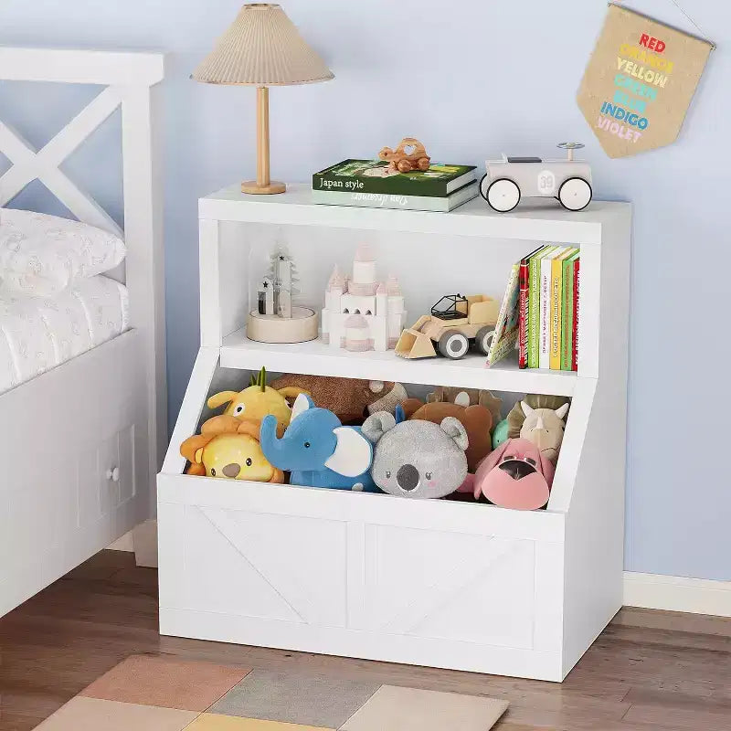 Bibliothèque et Organisateur de Jouets en Bois pour Enfants avec Grands Casiers pour Salle de Jeux, Chambre et Salle de Classe
