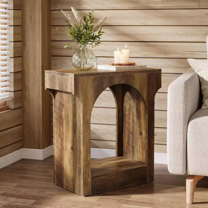 Table d'appoint, Table de chevet en bois avec espace de rangement