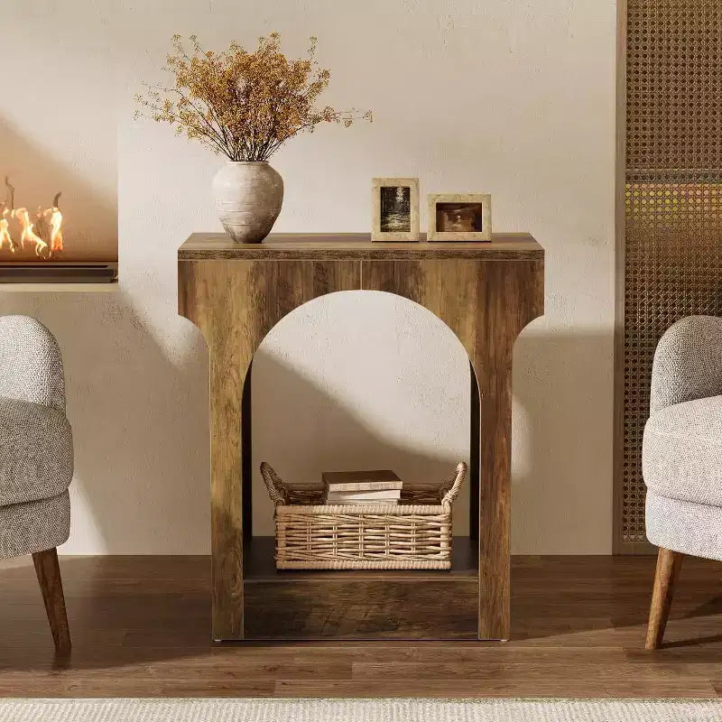 Table d'appoint, Table de chevet en bois avec espace de rangement