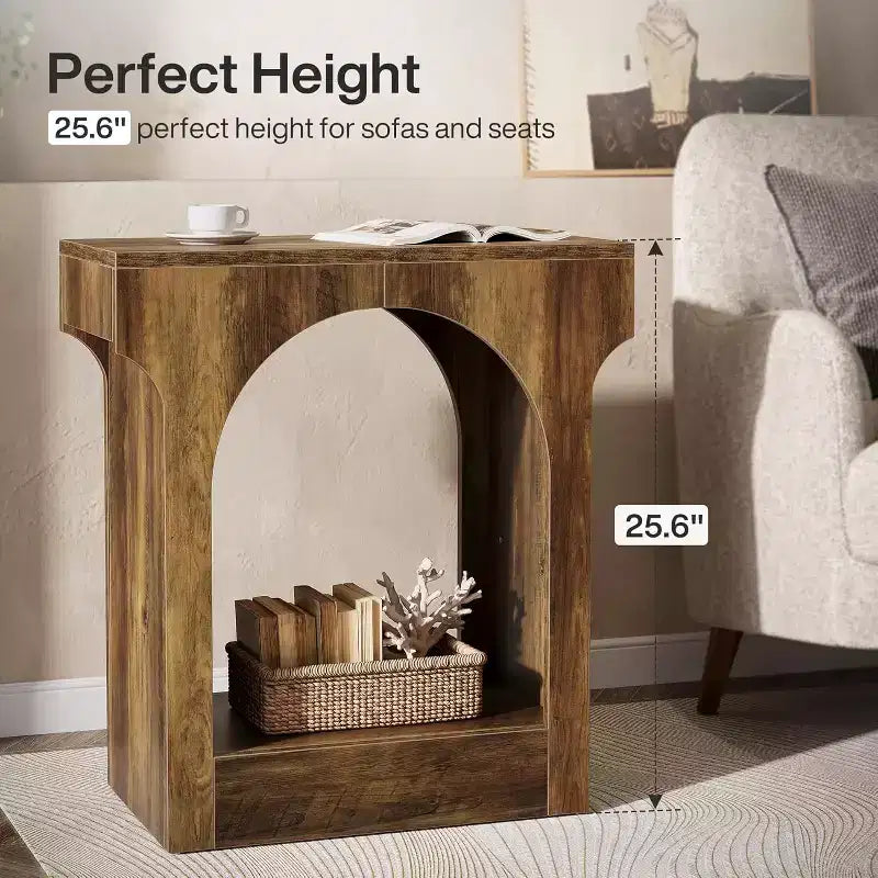 Table d'appoint, Table de chevet en bois avec espace de rangement