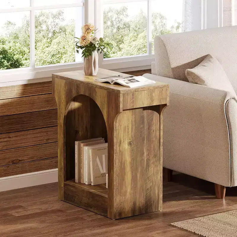 Table d'appoint, Table de chevet en bois avec espace de rangement