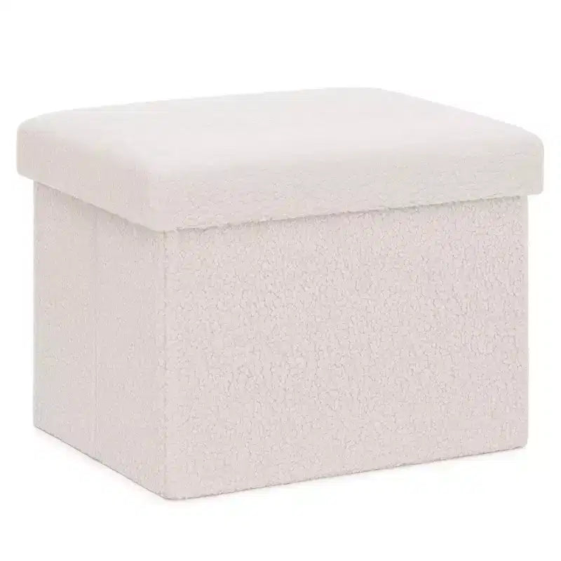 Banc de rangement pliant en fausse fourrure de mouton, pouf coffre à jouets, supporte jusqu'à 150 kg pour chambre et salon