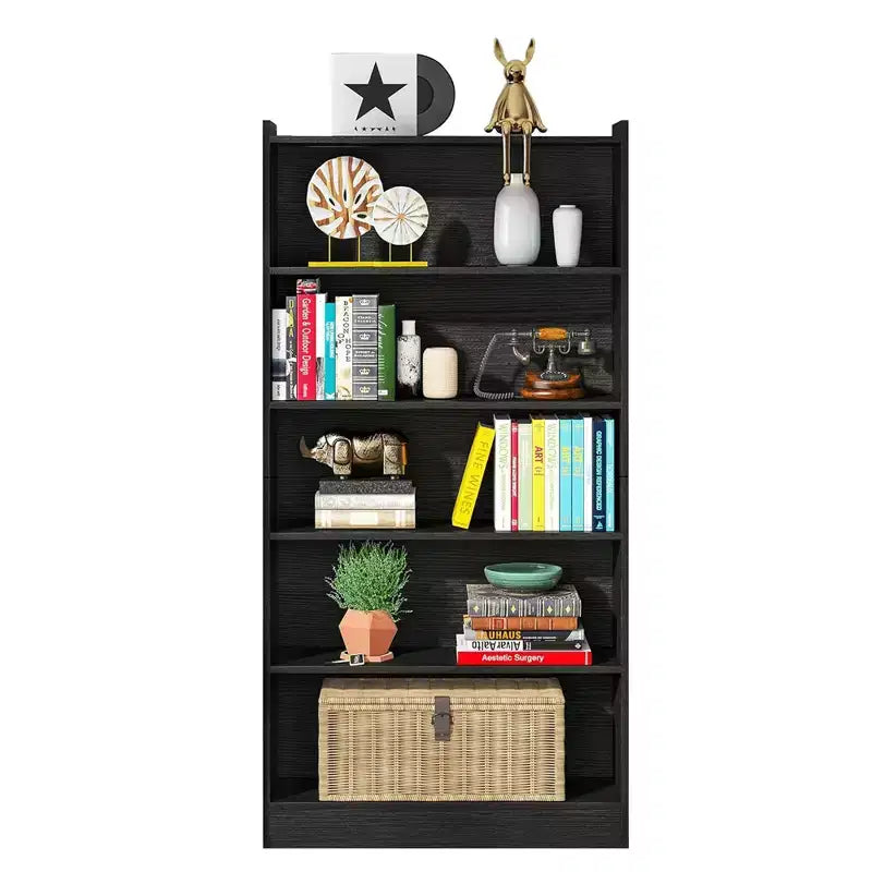 Bibliothèque haute à 6 étagères ouvertes – 10 kg par étagère – Panneaux latéraux supérieurs anti-chute