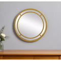 Miroir accentué rond à double cadre à points géométriques dorés