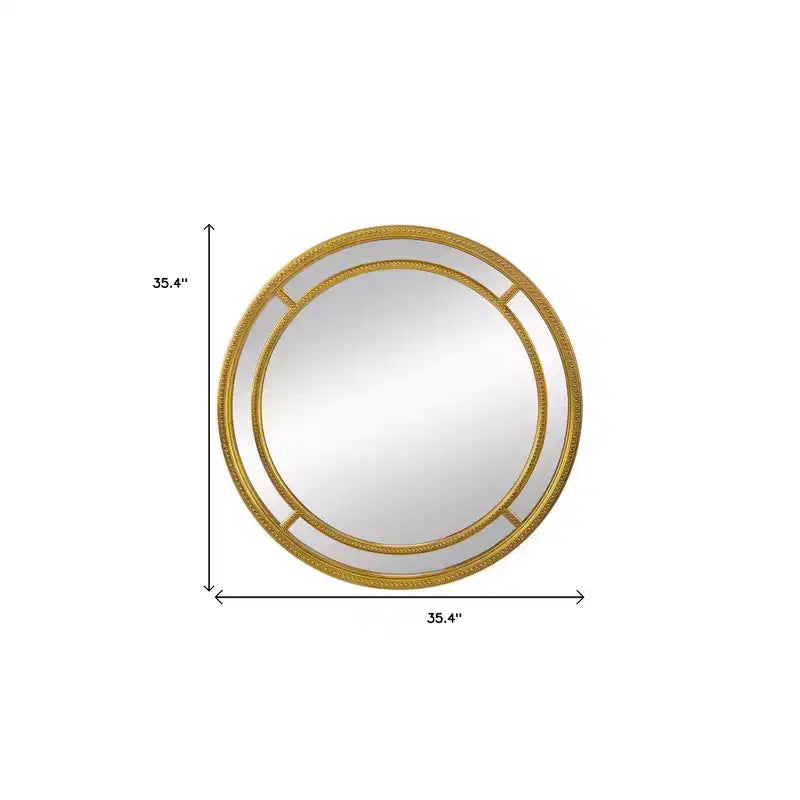 Miroir accentué rond à double cadre à points géométriques dorés