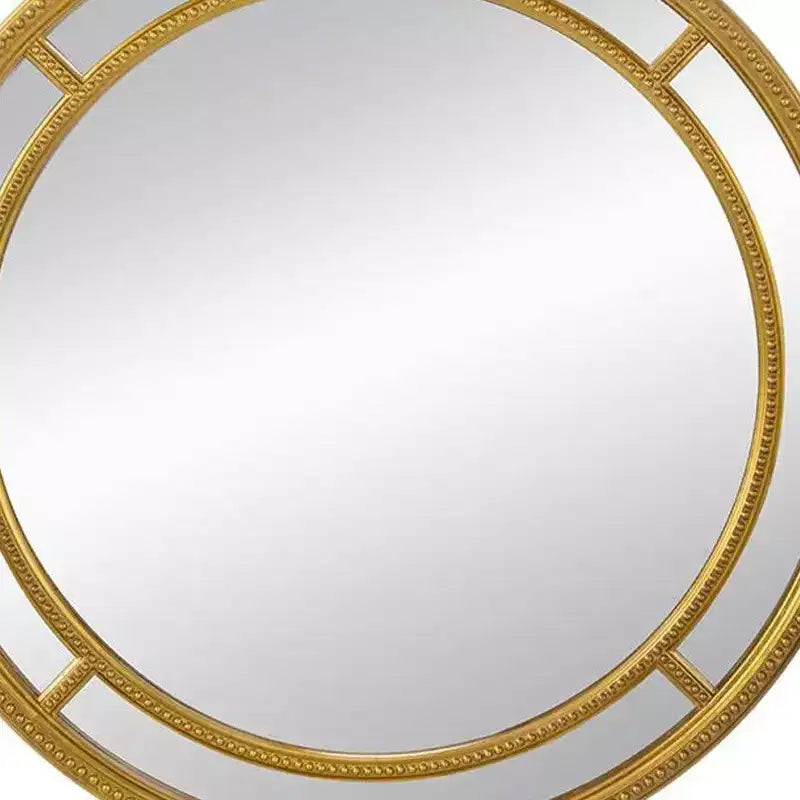 Miroir accentué rond à double cadre à points géométriques dorés