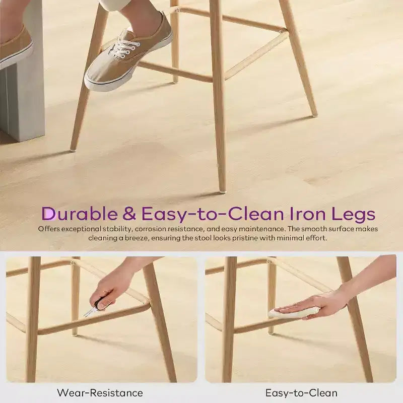 Tabourets de bar pivotants en rotin avec similicuir, chaises de bar rembourrées de style bohème moderne du milieu du siècle pour îlot de cuisine