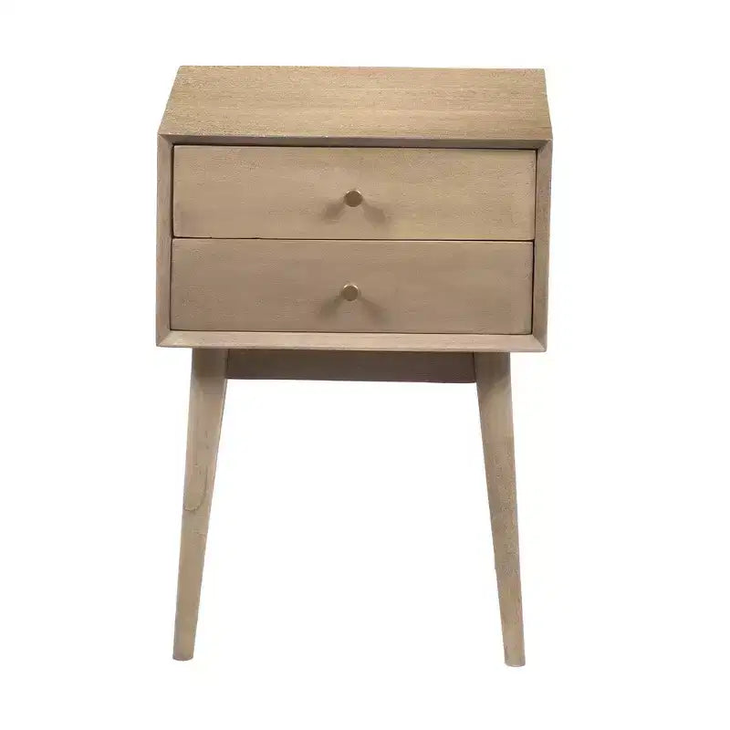 Table de chevet avec 2 tiroirs et poignées en laiton