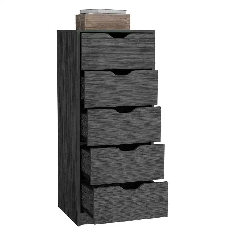 Commode haute et étroite pour chambre à coucher avec 5 tiroirs, commode de rangement, table de chevet avec système coulissant pour placard, chevet, salon, couloir