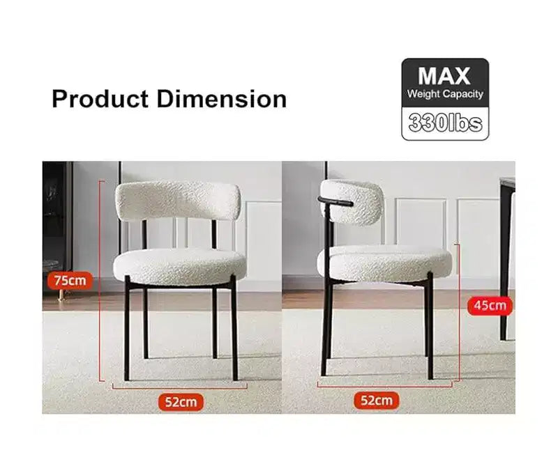 Chaises chenille avec dossier moelleux, chaises d'appoint modernes en tissu doux pour le salon
