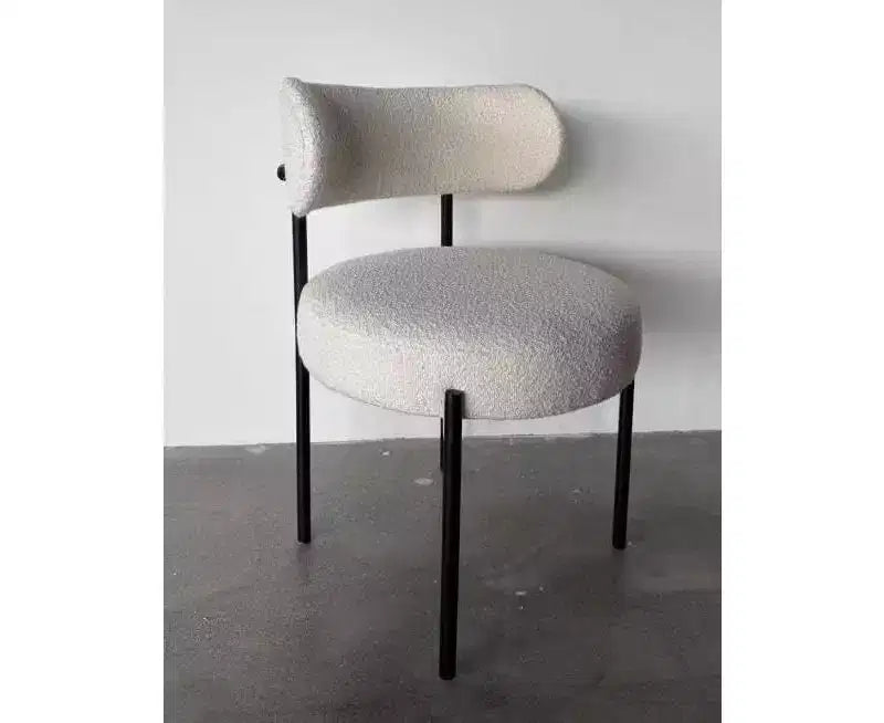 Chaises chenille avec dossier moelleux, chaises d'appoint modernes en tissu doux pour le salon