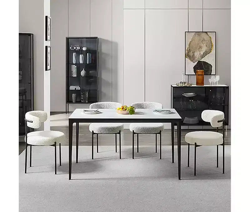 Chaises chenille avec dossier moelleux, chaises d'appoint modernes en tissu doux pour le salon
