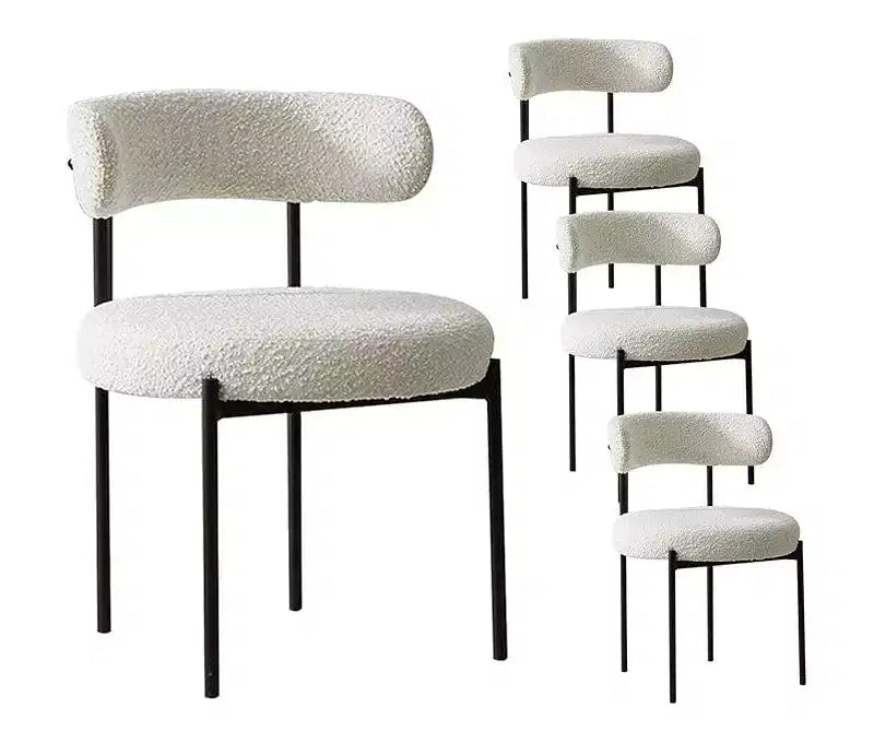 Chaises chenille avec dossier moelleux, chaises d'appoint modernes en tissu doux pour le salon