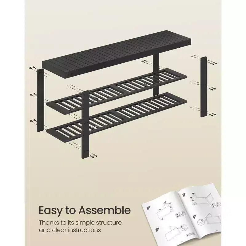 Banc porte-chaussures, meuble de rangement pour chaussures à 3 niveaux en bambou
