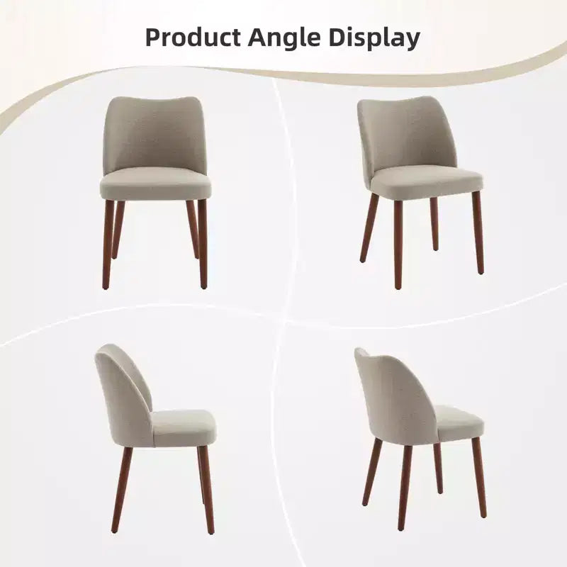 Chaises de salle à manger modernes avec dossier à oreilles, chaises de cuisine en lin tapissées avec coussins épais, dossier haut ergonomique et pieds en bois d'hévéa