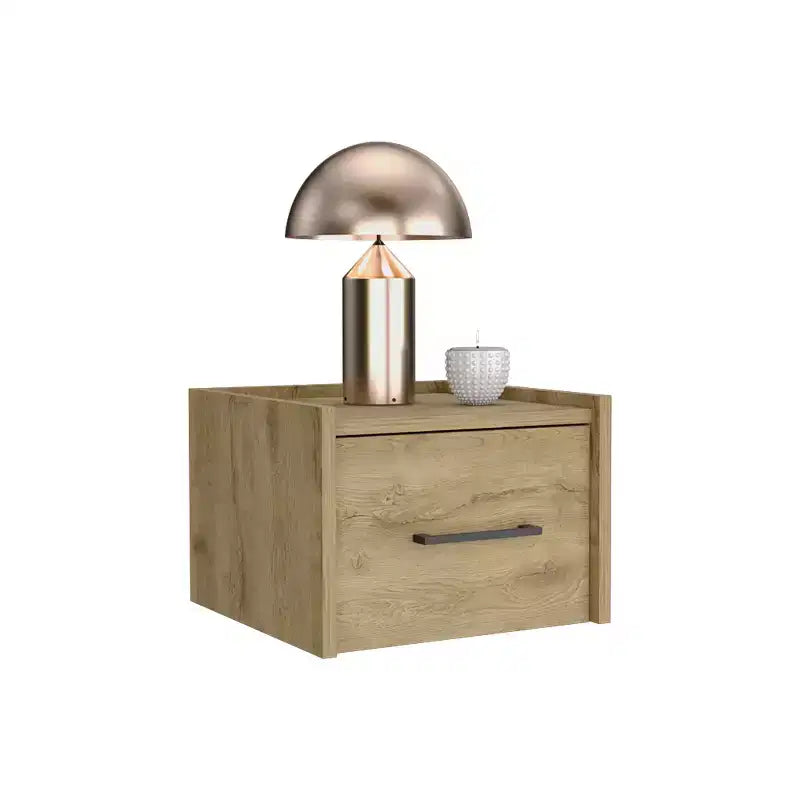 Table de chevet imitation bois beige à un tiroir