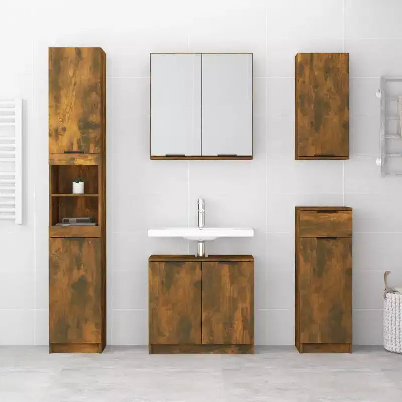 Meuble bas de salle de bain chêne fumé bois d'ingénierie moyen